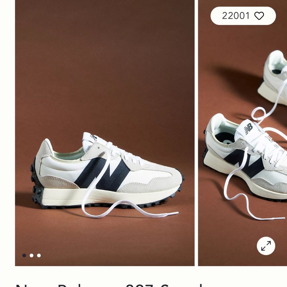 New Balance 327 Cream and Blue Athletic Shoes Retro-Inspired